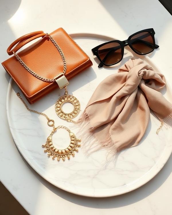 Accessories styled on a tray to finish a look